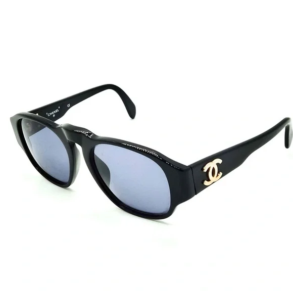 Chanel Black Sunglasses with Gold Logo authentic EUC NO Scratch on lens - Picture 10 of 11